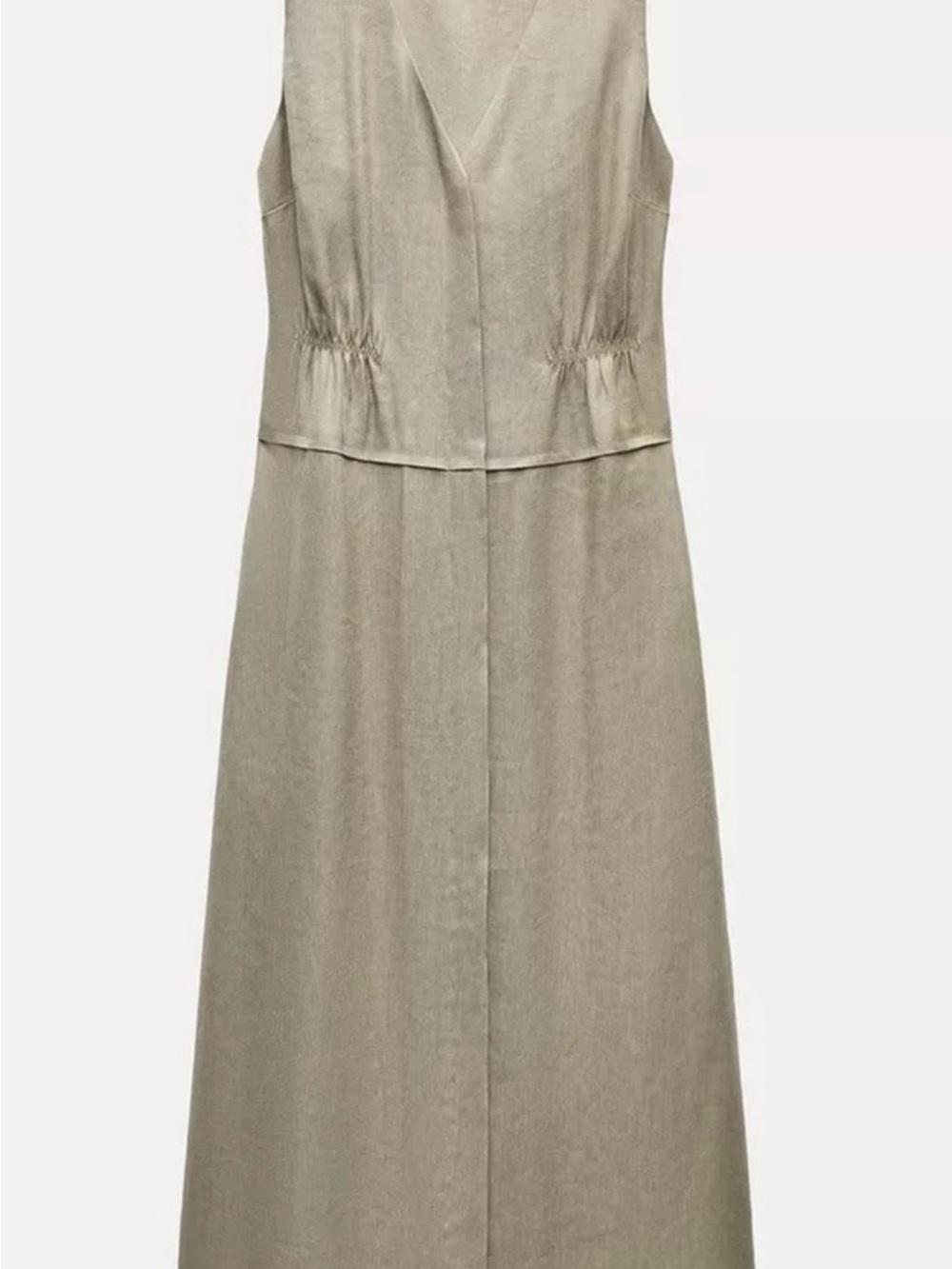 Zara Sleeveless V-Neck Maxi Dress in Light Beige